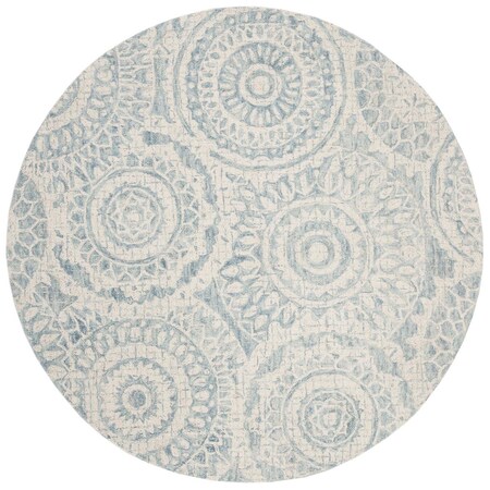 Safavieh 6 x 6 ft. Abstract 205A Hand Tufted Round Area Rug; Ivory & Blue ABT205A-6R